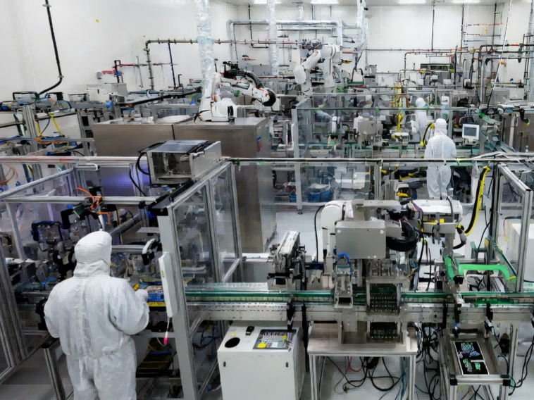 High-precision manufacturing facility for RFID bioglass NFC transponders showing advanced automated assembly lines and cleanroom environment High-precision manufacturing facility for RFID bioglass NFC transponders showing advanced automated assembly lines and cleanroom environment